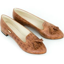 Baleriny z ostrym czubkiem - skóra naturalna - model 045 - kolor brąz krokodyl. Szare baleriny damskie Zapato, bez wzorów, z jeansu, klasyczne, bez obcasa, na obcasie. W wyprzedaży za 209,30 zł.