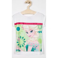 Blukids - Top dziecięcy Disney Frozen 98-128 cm. Szare bluzki dziewczęce marki Blukids, z nadrukiem, z elastanu, z okrągłym kołnierzem. Za 49,90 zł.