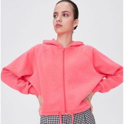 Rozpinana bluza ze ściągaczem - Różowy. Różowe bluzy damskie Sinsay, s, bez wzorów, bez rękawów, bez kaptura. W wyprzedaży za 29,99 zł.