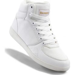 Wysokie sneakersy bonprix biały. Białe buty sportowe damskie bonprix, bez wzorów, ze skóry, eleganckie. Za 84,99 zł.
