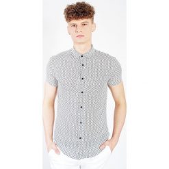 Koszula we wzory. Białe koszule męskie Armani Jeans, xl, bez wzorów, z wiskozy, z włoskim kołnierzykiem, z krótkim rękawem. Za 225,00 zł.