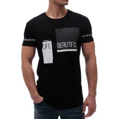 Męski t-shirt TROY BLACK. Czarne t-shirty męskie Męski t-shirt TROY BLACK, s, bez wzorów, bez kołnierzyka. W wyprzedaży za 29,00 zł.