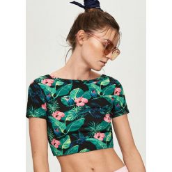 Topy damskie: Crop top z tropikalnym wzorem - Wielobarwn