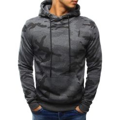 Bluzy męskie: Bluza męska camo antracytowa z kapturem (bx3219)