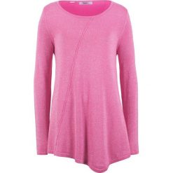 Sweter z błyszczącą nitką, długi rękaw bonprix lila-różowy - metaliczny srebrny. Czerwone swetry klasyczne damskie bonprix, z dzianiny, z asymetrycznym kołnierzem. Za 89,99 zł.