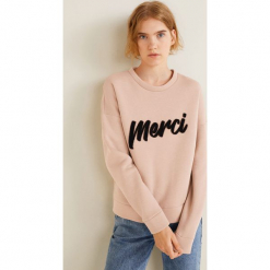 Mango - Bluza Merci. Różowe bluzy rozpinane damskie Mango, l, z nadrukiem, z bawełny. Za 119,90 zł.