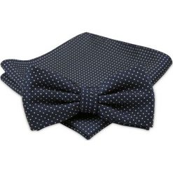 Modna Mucha Męska - Alties - Granat, Groszki MUALTS0284. Niebieskie muszki męskie Alties, na imprezę, w paski, eleganckie. Za 40,00 zł.