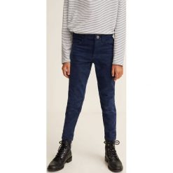 Mango Kids - Spodnie dziecięce Priscil 122-164 cm. Niebieskie spodnie dziewczęce marki Mango Kids, z elastanu, casualowe. W wyprzedaży za 35,90 zł.