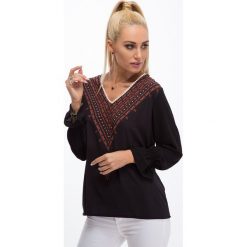Bluzki asymetryczne: Czarna koszulowa bluzka 8533