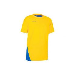 Koszulka do siatkówki V100 chłopięca żółto-niebieska. Żółte t-shirty chłopięce marki ALLSIX, bez wzorów, z poliesteru, bez rękawów. Za 24,99 zł.