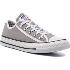 Trampki CONVERSE - Ctas Ox 163982C Dolphin/White/White. Szare półbuty damskie Converse, bez wzorów, z gumy, bez zapięcia. W wyprzedaży za 219,00 zł.