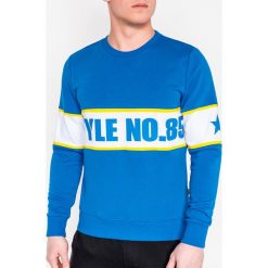Bluza męska bez kaptura z nadrukiem B926 - niebieska. Niebieskie bluzy męskie Ombre Clothing, s, z nadrukiem, z bawełny, z kapturem, bez rękawów, bez kaptura. Za 41,00 zł.
