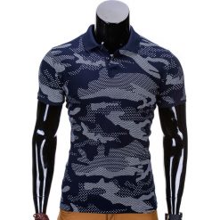 KOSZULKA MĘSKA POLO Z NADRUKIEM MORO S754 - GRANATOWA. Niebieskie koszulki męskie Ombre Clothing, s, z nadrukiem, z bawełny, eleganckie, bez rękawów. Za 29,00 zł.