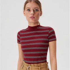 Bawełniany t-shirt basic - Bordowy. Czerwone t-shirty damskie Sinsay, s, bez wzorów, z bawełny, bez kołnierzyka. Za 19,99 zł.