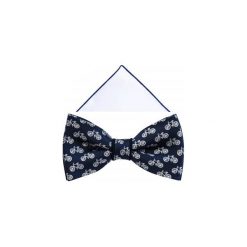 Granatowa mucha w rowery A307. Białe muszki męskie Modini Moda Męska, na co dzień, bez wzorów, z bawełny, eleganckie. Za 49,50 zł.