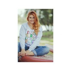 Dobry dzień szara gruba z plus size. Szare bluzy damskie marki One mug a day, s, z nadrukiem, z bawełny, bez rękawów, bez kaptura. Za 129,00 zł.