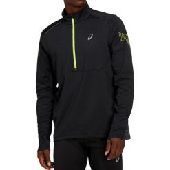 Asics Lite-Show Winter 1/2 Zip Top 2011B060-001. Czarne bluzy męskie Asics, m, bez wzorów, z poliesteru, bez kołnierzyka, bez rękawów, bez kaptura. W wyprzedaży za 269,99 zł.