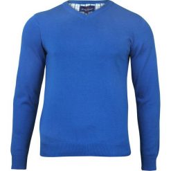 Męski Niebieski Sweter w Serek (V-neck) -Adriano Guinari- Klasyczny, Chabrowy SWADGSS18blue. Niebieskie swetry męskie m, z bawełny, eleganckie. Za 99,00 zł.