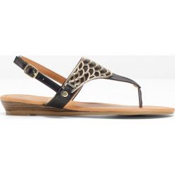 Sandały japonki bonprix czarny. Czarne klapki damskie bonprix, bez wzorów, eleganckie, bez obcasa, bez zapięcia. Za 54,99 zł.