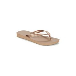 Japonki Havaianas TOP METALLIC. Żółte klapki damskie Havaianas, bez wzorów, bez kołnierzyka. W wyprzedaży za 75,70 zł.