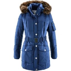 Kurtka parka pikowana z wstawką ze sztucznego futerka bonprix kobaltowy. Niebieskie kurtki damskie marki bonprix, bez wzorów, bez kaptura. Za 89,99 zł.
