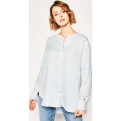 Koszula TOMMY HILFIGER Ess Penelope Shirt WW0WW27377. Niebieskie bluzki damskie TOMMY HILFIGER, bez wzorów, ze lnu, bez kołnierzyka, bez rękawów. W wyprzedaży za 419,00 zł.