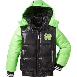 Kurtka bomberka z odpinanym kapturem bonprix czarno-zielony neonowy. Czarne kurtki dziewczęce marki bonprix, m, w paski, sportowe. Za 79,99 zł.