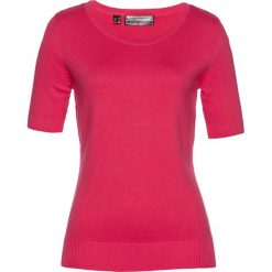 Swetry klasyczne damskie: Sweter, krótki rękaw bonprix różowy hibiskus
