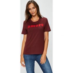 Only - Top Ava. Brązowe topy damskie ONLY, l, z nadrukiem, z bawełny, z okrągłym kołnierzem. Za 39,90 zł.