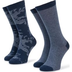 Zestaw 2 par wysokich skarpet męskich LEVI'S - 37157-0116 Blue 056. Niebieskie skarpetki męskie Levi's®, bez wzorów, z elastanu. Za 44,99 zł.