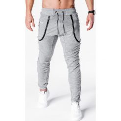 SPODNIE MĘSKIE DRESOWE P426 - SZARE. Szare spodnie dresowe męskie Ombre Clothing, z bawełny. Za 35,00 zł.