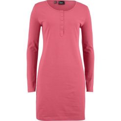 Sukienka shirtowa z plisą guzikową bonprix dymny malinowy. Czerwone sukienki z falbanami bonprix, plisowane. Za 32,99 zł.