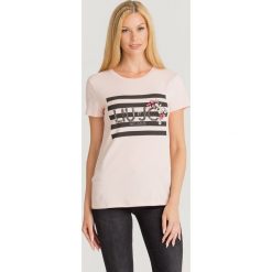 T-SHIRT LIU JO. Różowe t-shirty damskie Liu Jo, z nadrukiem, z elastanu, z okrągłym kołnierzem. Za 299,40 zł.