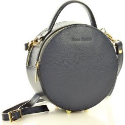 PAOLA Torebka skórzana round bag MARCO MAZZINI granatowa. Szare kuferki damskie MAZZINI, w geometryczne wzory, ze skóry. Za 329,00 zł.