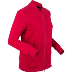 Bluza rozpinana z aksamitnymi wstawkami, długi rękaw bonprix ciemnoczerwony. Czerwone bluzy damskie bonprix, bez wzorów, z dresówki, z długim rękawem, długie, bez kaptura. Za 49,99 zł.
