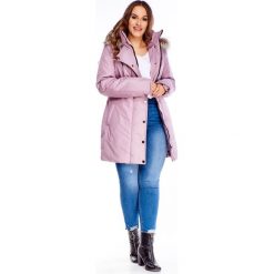 Kurtka z kapturem fioletowy. Fioletowe kurtki damskie Tagless, plus size, bez wzorów, z kapturem. Za 248,13 zł.