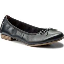 Baleriny TAMARIS - 1-22116-20 Navy Leather 848. Niebieskie baleriny damskie Tamaris, bez wzorów, ze skóry ekologicznej, klasyczne, bez obcasa. W wyprzedaży za 179,00 zł.