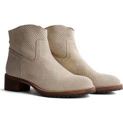 Botki damskie lity: Skórzane botki „Toulon Suede” w kolorze piaskowym