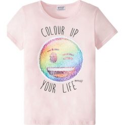 T-shirt z cekinami dwustronnymi bonprix jasnoróżowy. Różowe bluzki dziewczęce bonprix, z aplikacjami, bez kołnierzyka, bez rękawów, bez kaptura. Za 49,99 zł.