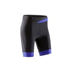 Spodenki na rower 500 damskie. Czarne szorty damskie marki B'TWIN, z elastanu. Za 69,99 zł.