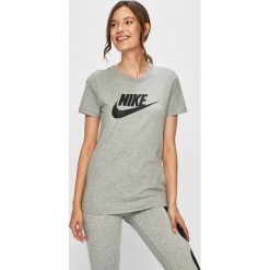 Nike Sportswear - T-shirt. Szare topy damskie Nike Sportswear, s, z nadrukiem, z bawełny, z okrągłym kołnierzem. Za 99,90 zł.