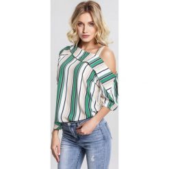 Zielona Bluzka Blue Eyes. Zielone bluzki damskie marki other, s, bez wzorów, bez kołnierzyka, z krótkim rękawem. Za 39,99 zł.