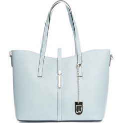 Torebki klasyczne damskie: Skórzana torebka w kolorze błękitnym – 40 x 27 x 14 cm
