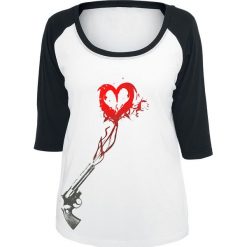 Mister Tee Ladies Pistole Heart Raglan Tee Koszulka damska czarny/biały. Czarne koszulki damskie marki Mister Tee, l, bez wzorów, bez kołnierzyka, bez rękawów. Za 79,90 zł.