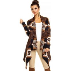 Nardigan narzutka aztec sh-3355. Brązowe bolerka i narzutki damskie marki SH, m, z materiału. W wyprzedaży za 59,00 zł.