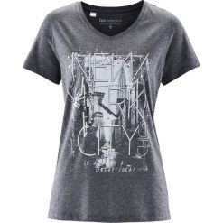 T-shirt bonprix szary melanż. Szare koszulki damskie bonprix, bez wzorów, bez kołnierzyka. Za 34,99 zł.