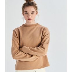 Gładka bluza ze stójką - Beżowy. Brązowe bluzy damskie Sinsay, s, bez wzorów, bez rękawów, bez kaptura. W wyprzedaży za 19,99 zł.
