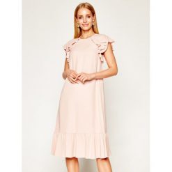 Sukienka koktajlowa Red Valentino TR3VAL50. Różowe sukienki damskie Red Valentino, bez wzorów, z wiskozy, wizytowe, bez kołnierzyka, bez rękawów. W wyprzedaży za 1379,00 zł.