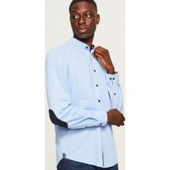 Koszula slim fit z łatami na łokciach - Niebieski. Niebieskie koszule męskie na spinki Reserved, l. Za 119,99 zł.