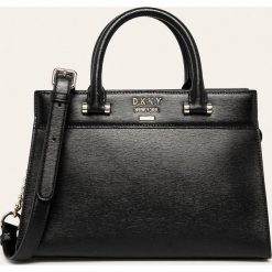 Dkny - Torebka skórzana. Czarne torby damskie na zakupy DKNY, w paski, ze skóry, na ramię, bez dodatków. W wyprzedaży za 799,90 zł.